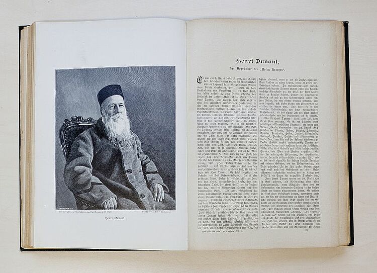 Die illustrierte Wochenzeitschrift "Über Land und Meer" erschien von 1858 bis 1923 in Stuttgart. Sie leitete die späte Wiederentdeckung Henry Dunants ein, Rotkreuz-Museum Luckenwalde